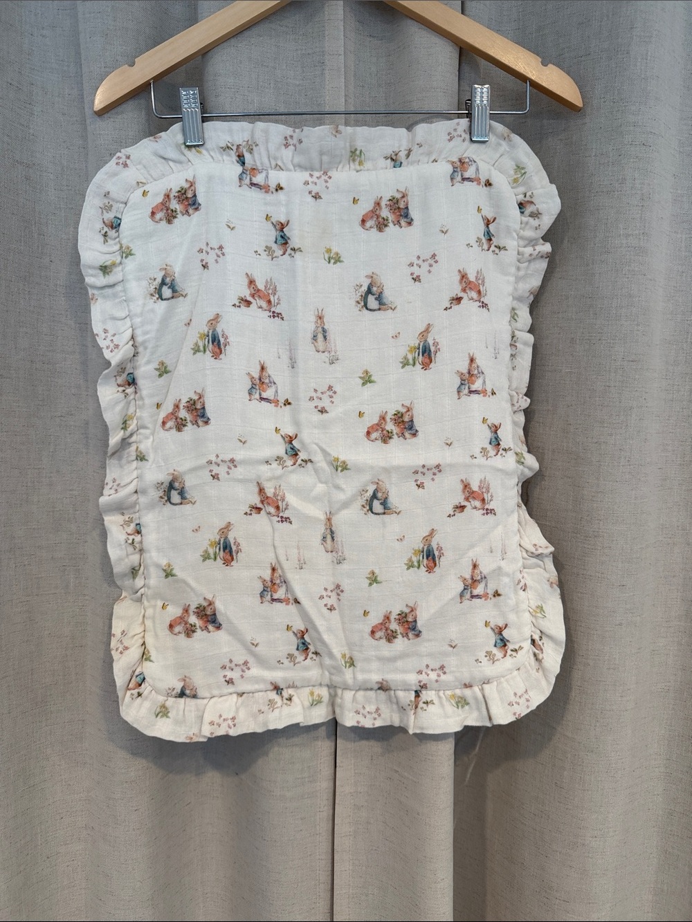 Saranoni Girl Peter Rabbit Ruffled Baby Bamboo Rayon Muslin Lush Mini Blanket